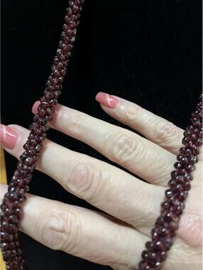 Handcrafted Vintage Beaded Garnet Necklace